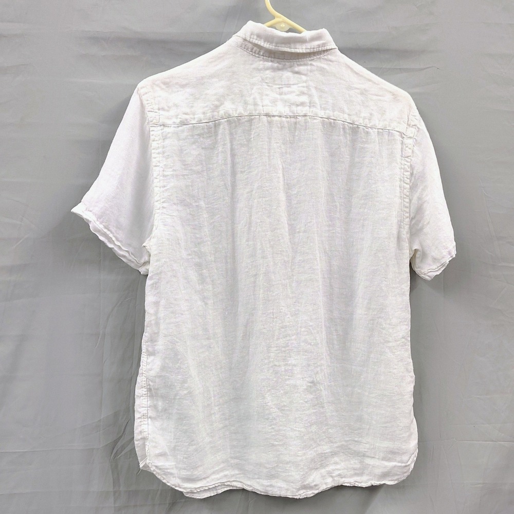 Porter & Ash Mens White 100% Linen Short Sleeve Button Up Resort Wear - Picture 3 of 12